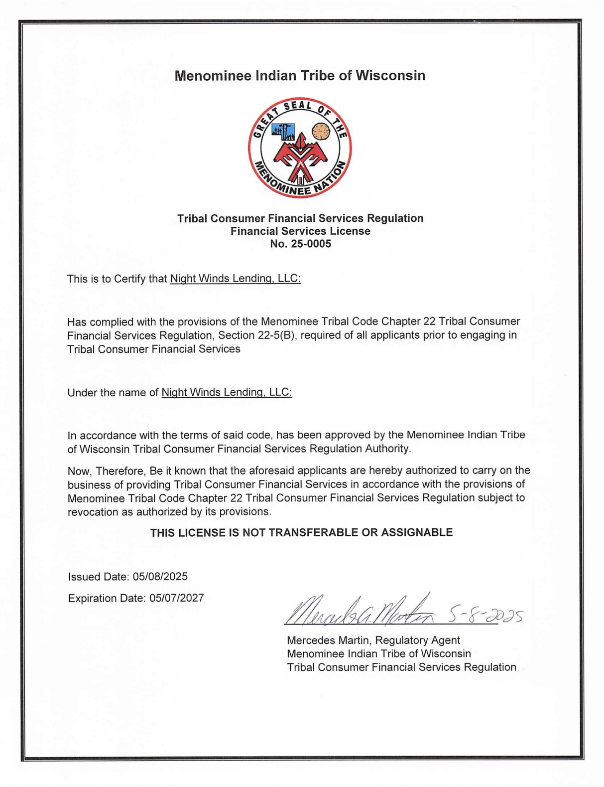Lending Licenses